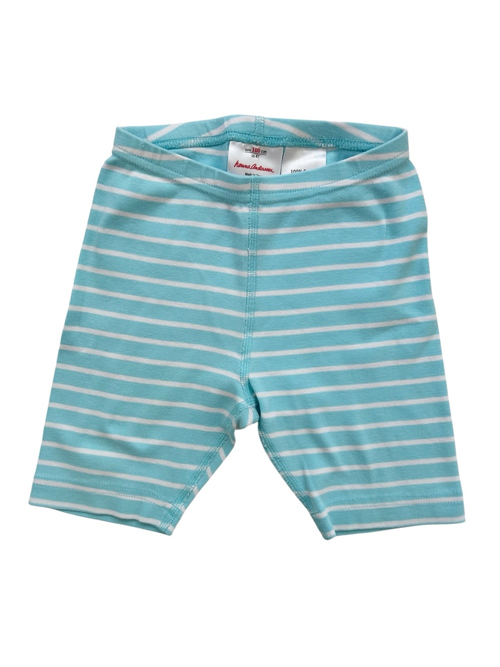 Hanna Andersson Light Blue White Striped Pajama Shorts 100% Cotton Unisex Sz 4T